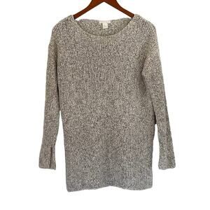 H&M Neutral/Tan Marled Cotton Blend Oversized Chunky Knit Sweater/Tunic, S